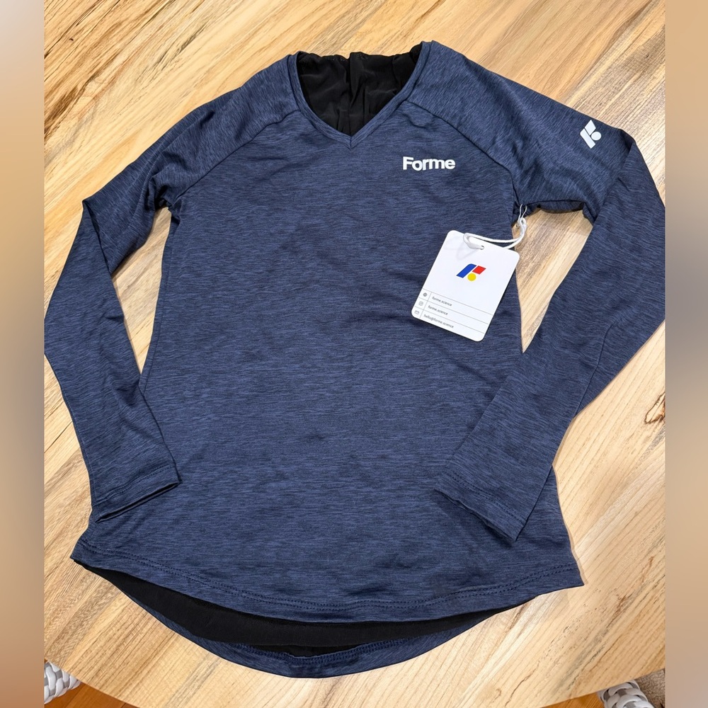Forme- New Women's Ace V heathered Navy Long Sleeve posture, correcting Top NWT